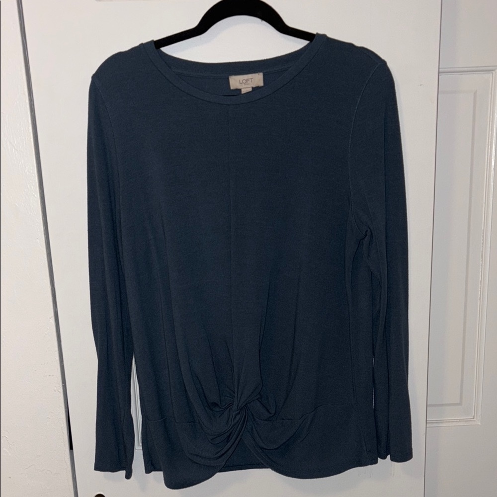 LOFT Women's Dark Blue Knot Front Top